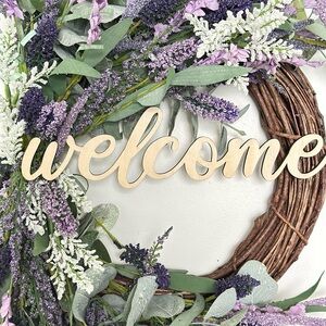 Lavender Eucalyptus Grapevine Welcome Wreath 12”